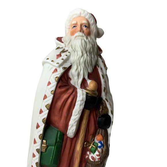Traditions Christmas Santa Claus Holding Staff Bag Toy Figural Porcelain - Picture 10 of 12